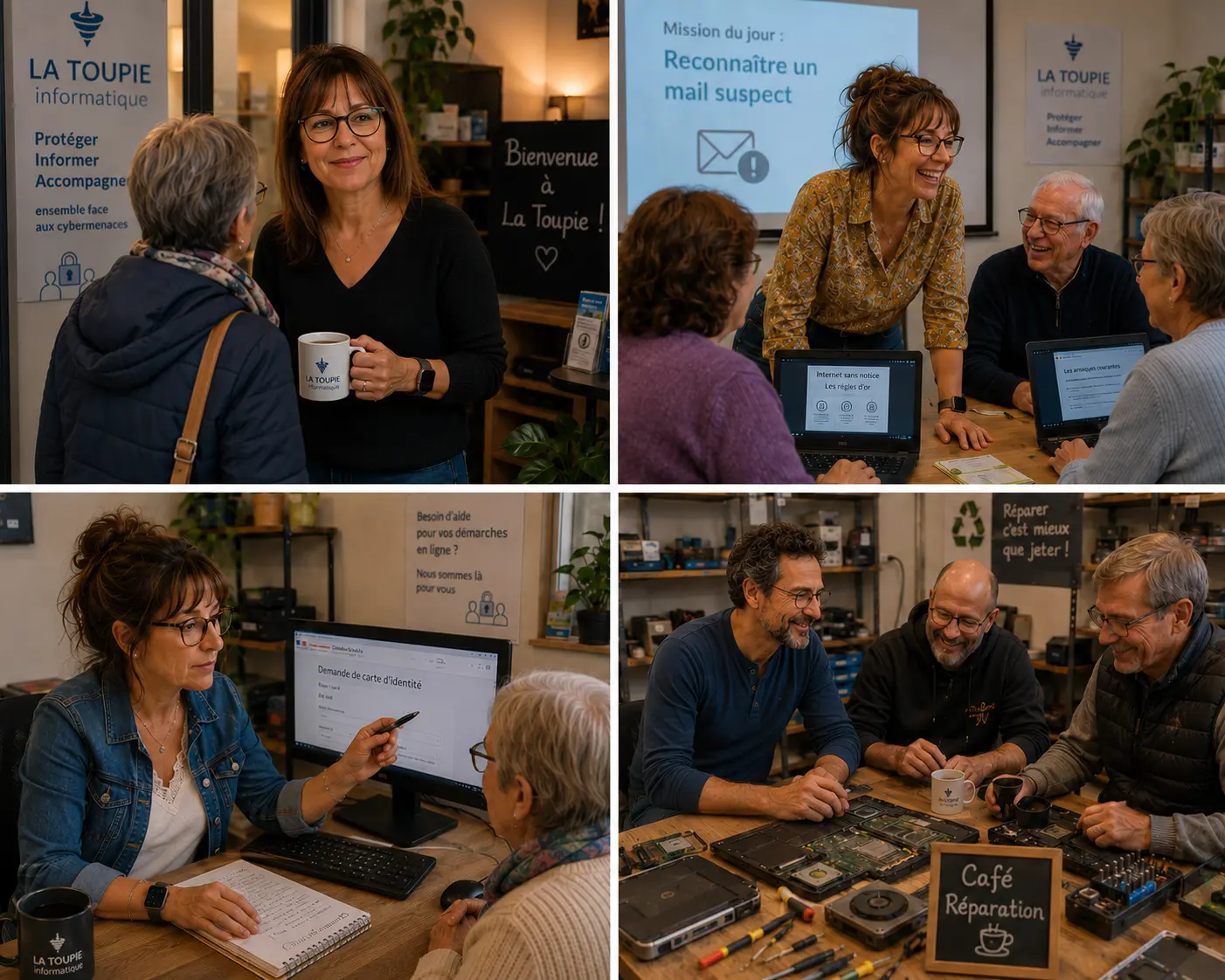 Accompagnement numérique, ateliers, démarches en ligne et café-réparation à La Toupie Informatique