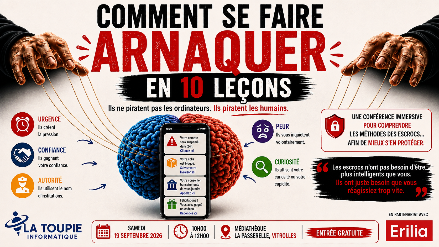 Comment se faire arnaquer en 10 leçons : notre conférence du 19 septembre 🗓 🗺