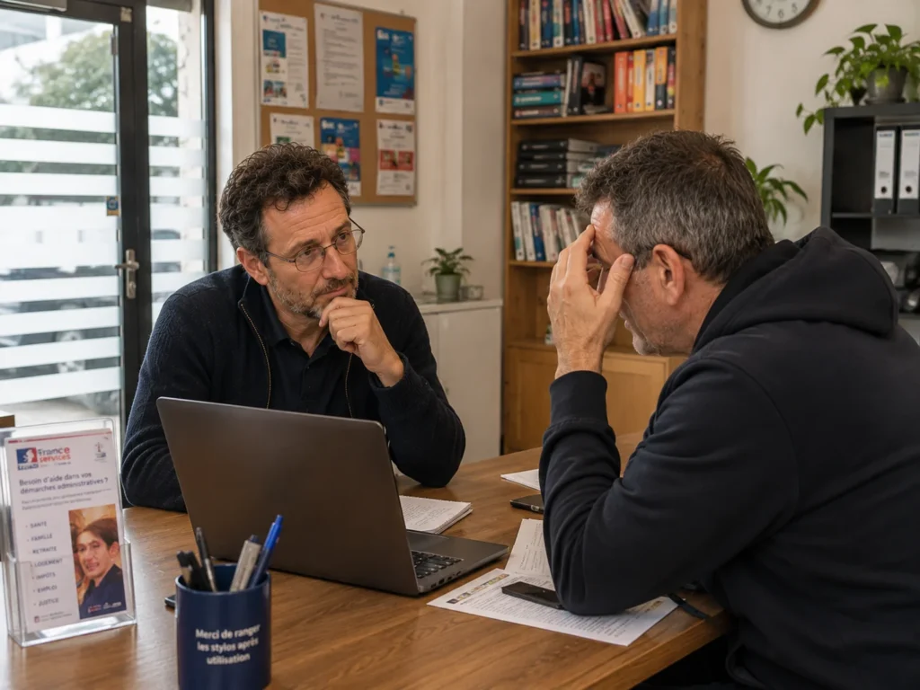 Un professionnel de La Toupie Informatique échange avec une victime de cyberattaque