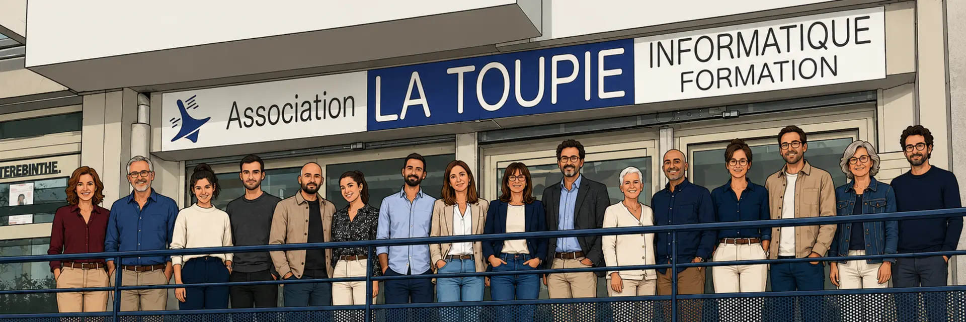 Illustration des 16 membres de l’équipe 