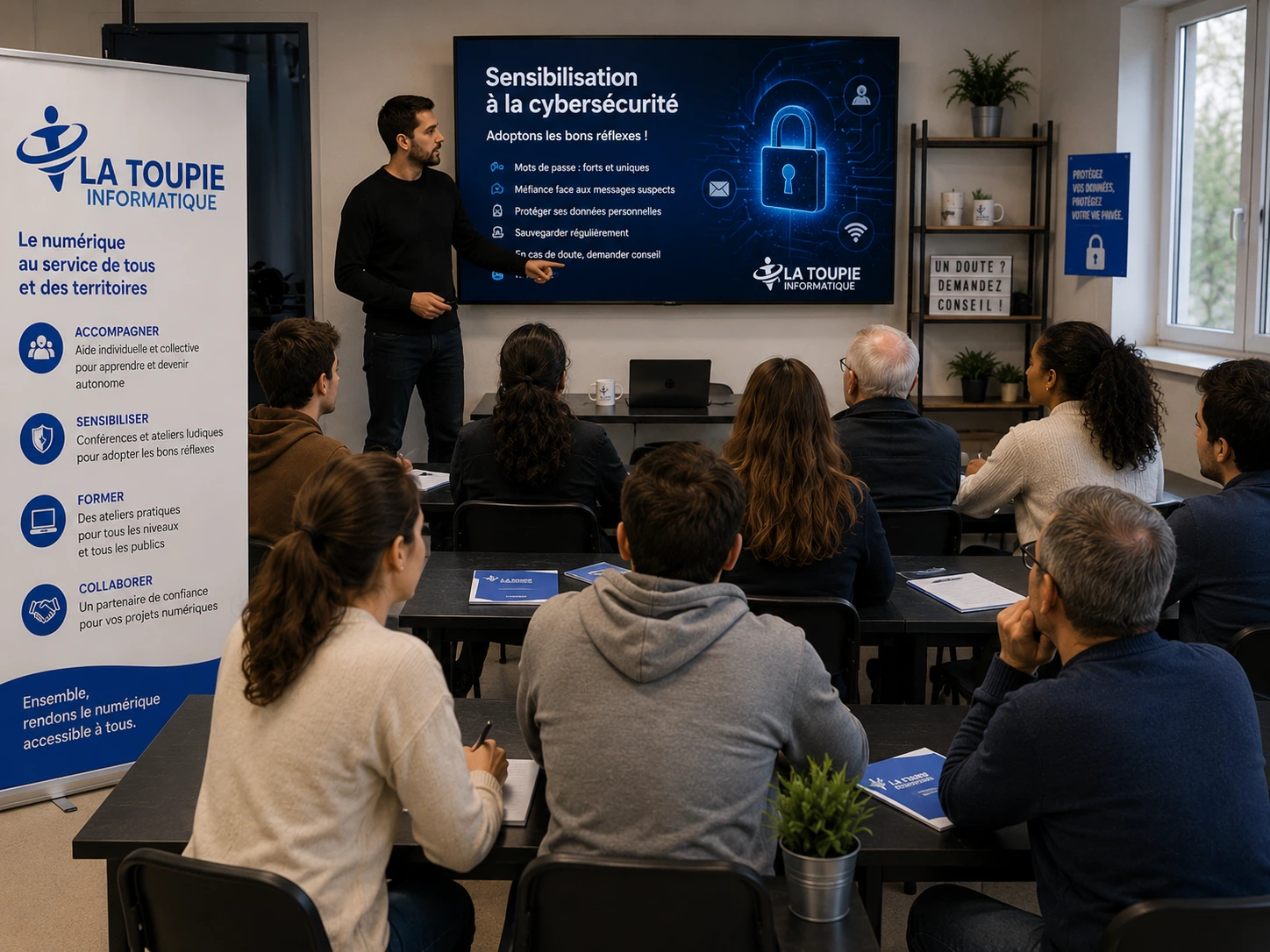 Session de sensibilisation à la cybersécurité organisée pour le public d’une structure